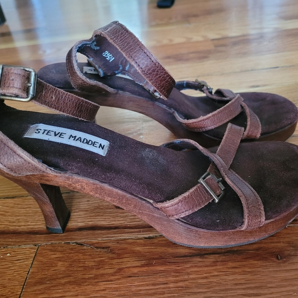 Steve Madden peep-toe brown strappy heels - Picture 4 of 10